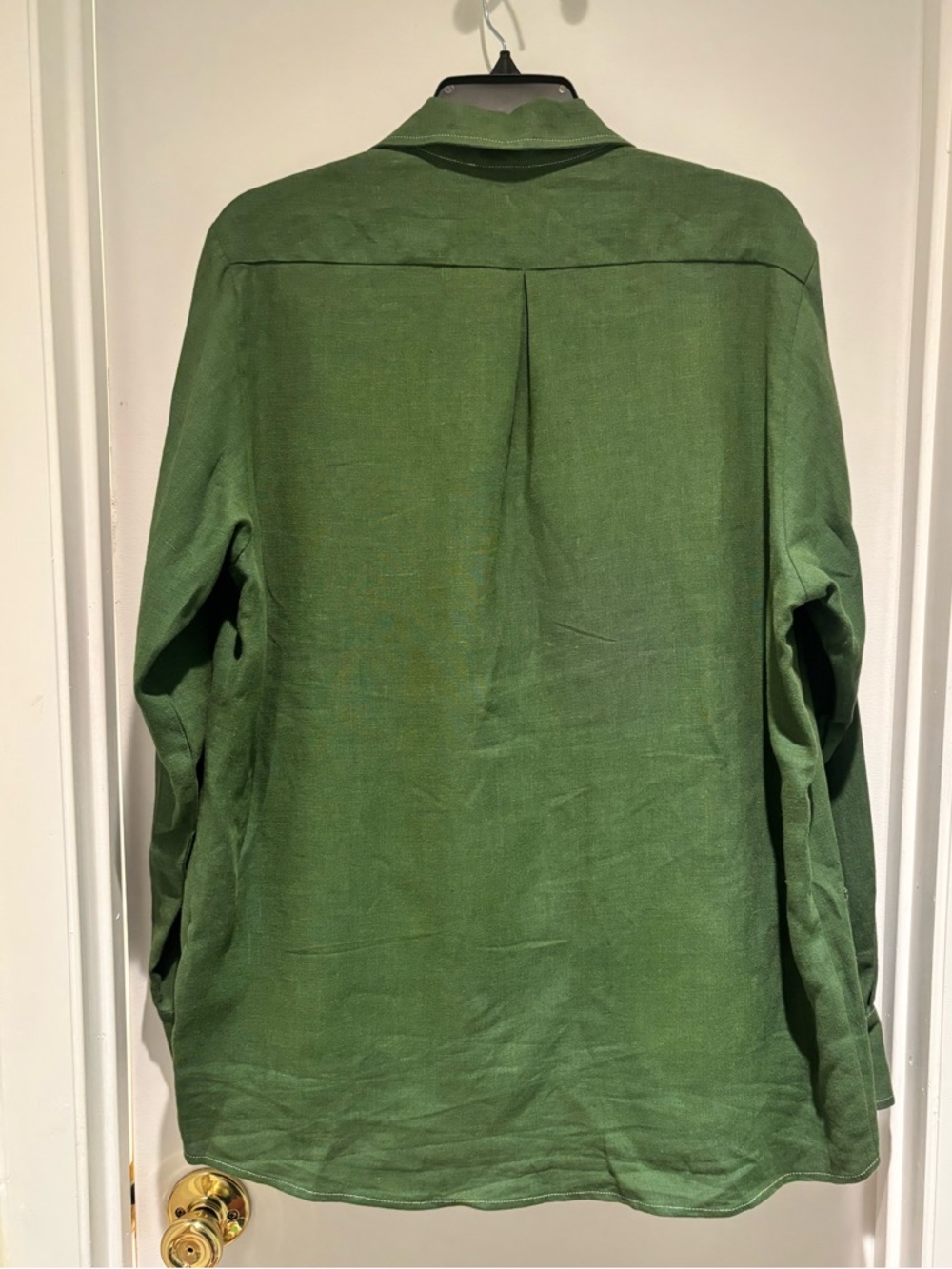 Blluemade 100% Belgian Linen Green Chore Coat Shirt Size M - Picture 2 of 6